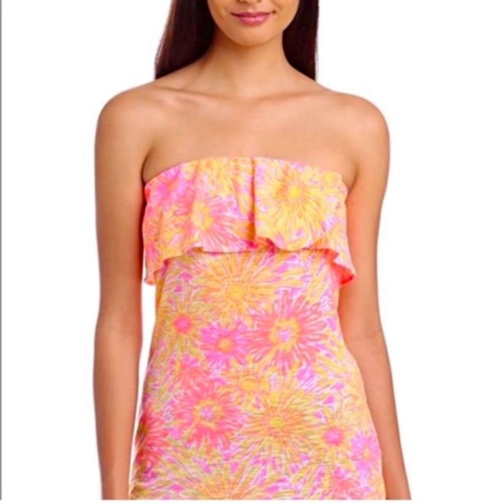 Lilly Pulitzer Wakely Floral Ruffle Tube Top Small